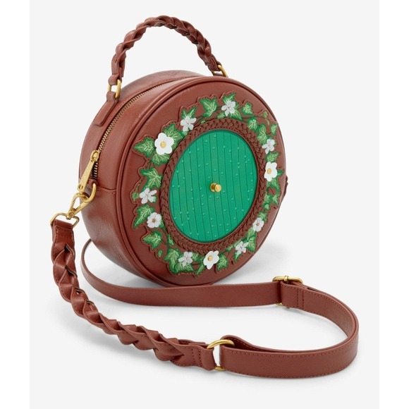 NWT Loungefly The Lord of the Rings Floral Hobbit Door Figural Crossbody Bag - Picture 2 of 4